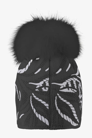 Strickmütze mit Echtpelz-Bommel 02
