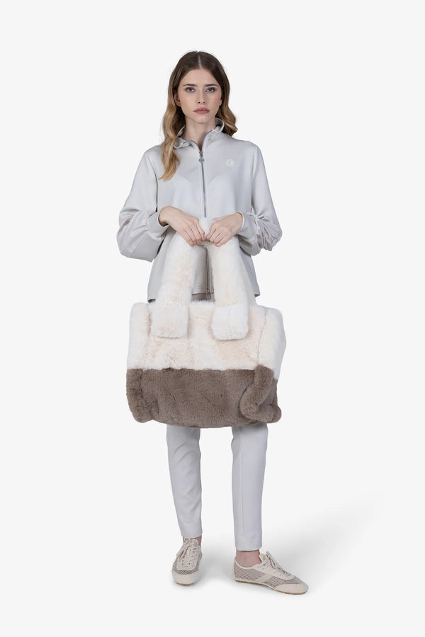 Plüsch-Totebag mit Colour-Blocking 05