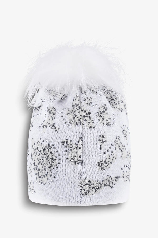 Strickmütze mit floralem Jacquard 02