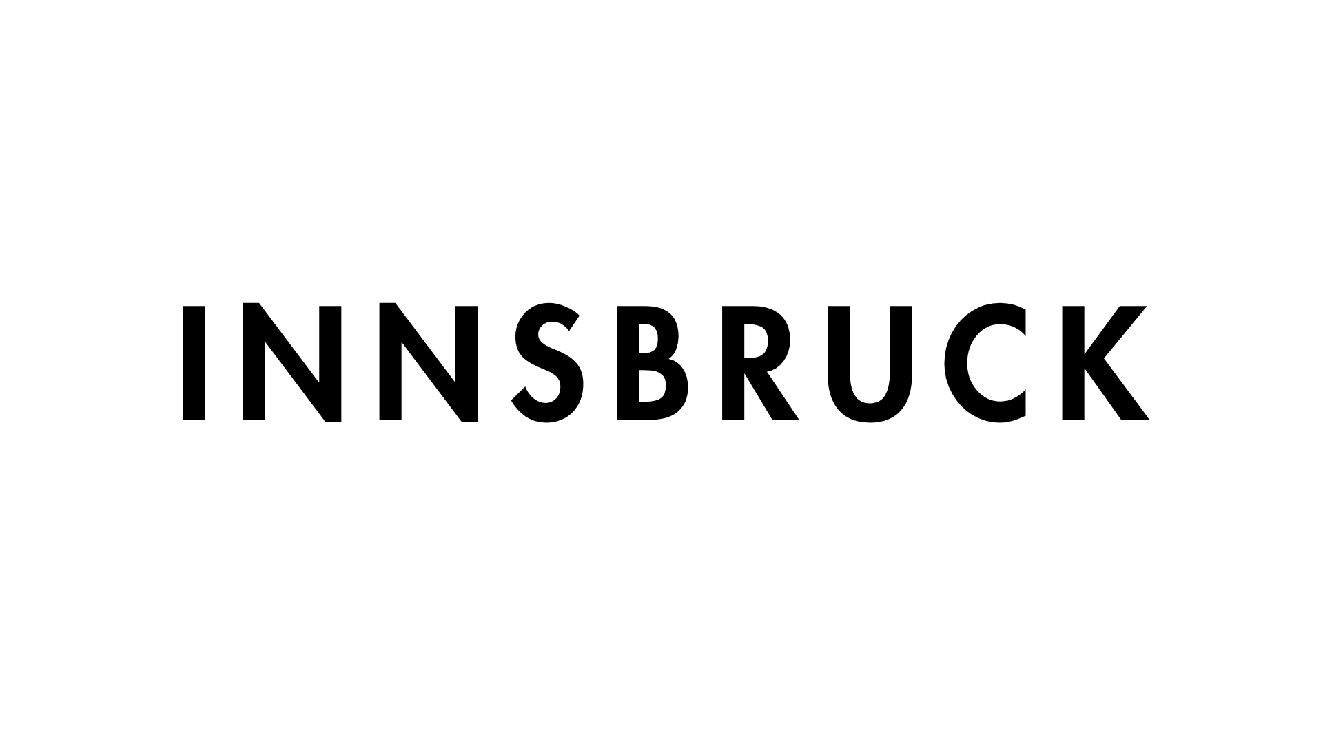 Schriftzug "INNSBRUCK" in Großbuchstaben auf weißem Hintergrund.